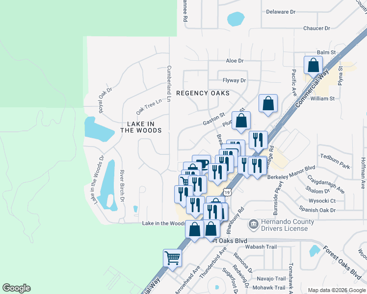map of restaurants, bars, coffee shops, grocery stores, and more near 4380 Gaston Street in Spring Hill