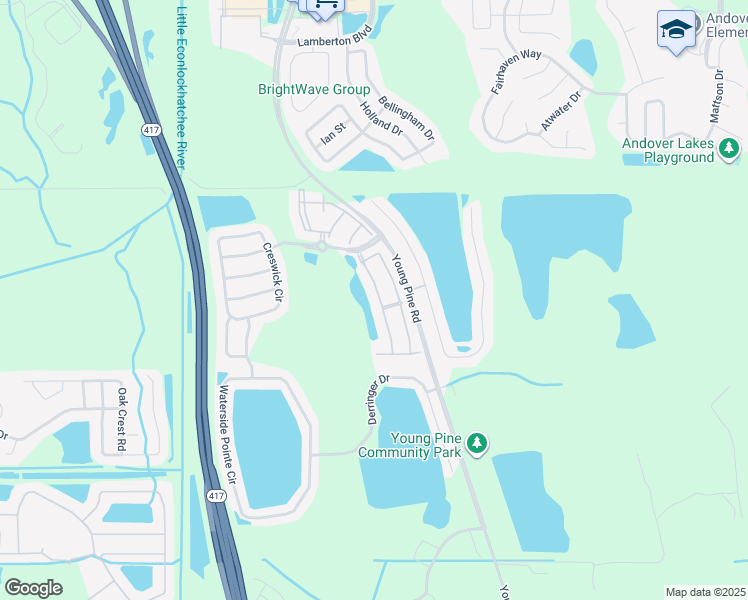 map of restaurants, bars, coffee shops, grocery stores, and more near 3473 Victoria Pines Drive in Orlando