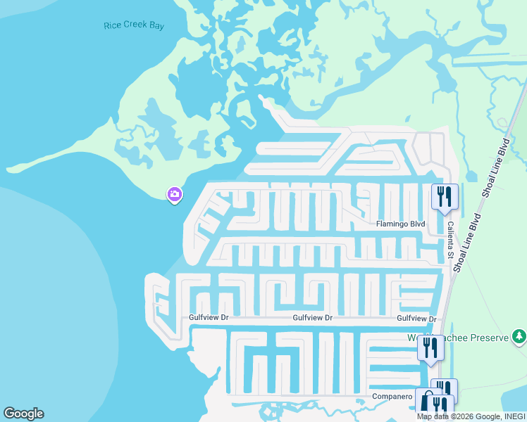 map of restaurants, bars, coffee shops, grocery stores, and more near 4491 Jacona Drive in Hernando Beach