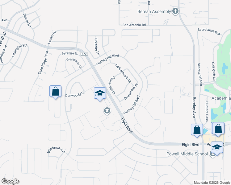 map of restaurants, bars, coffee shops, grocery stores, and more near 4404 Copper Hill Drive in Spring Hill