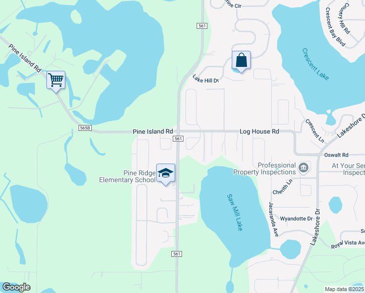 map of restaurants, bars, coffee shops, grocery stores, and more near 10500 Lake Hasson Circle in Clermont