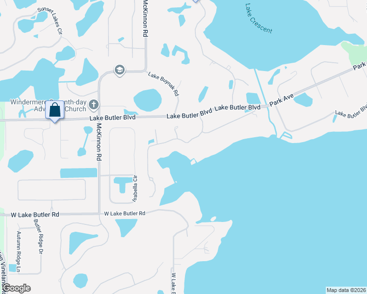 map of restaurants, bars, coffee shops, grocery stores, and more near 12488 Park Avenue in Windermere