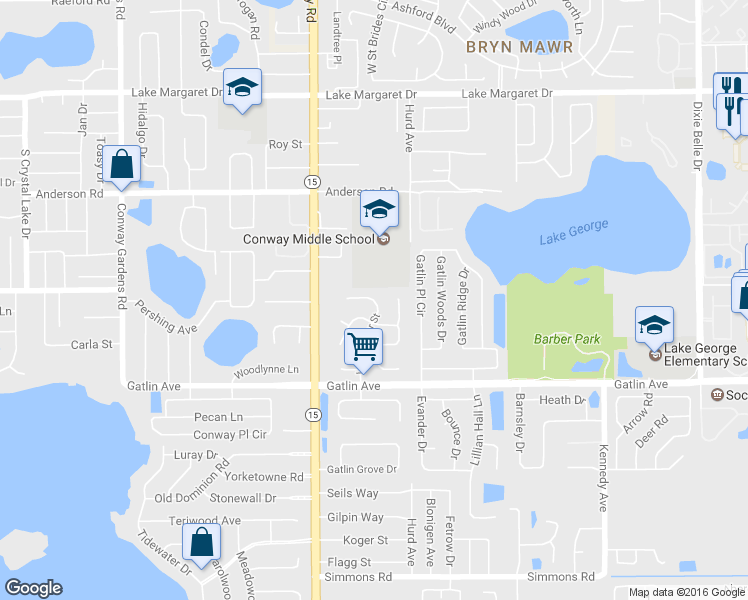 map of restaurants, bars, coffee shops, grocery stores, and more near 5429 Lake Margaret Drive in Orlando