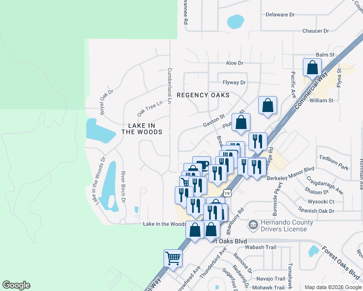 map of restaurants, bars, coffee shops, grocery stores, and more near 4380 Gaston Street in Spring Hill