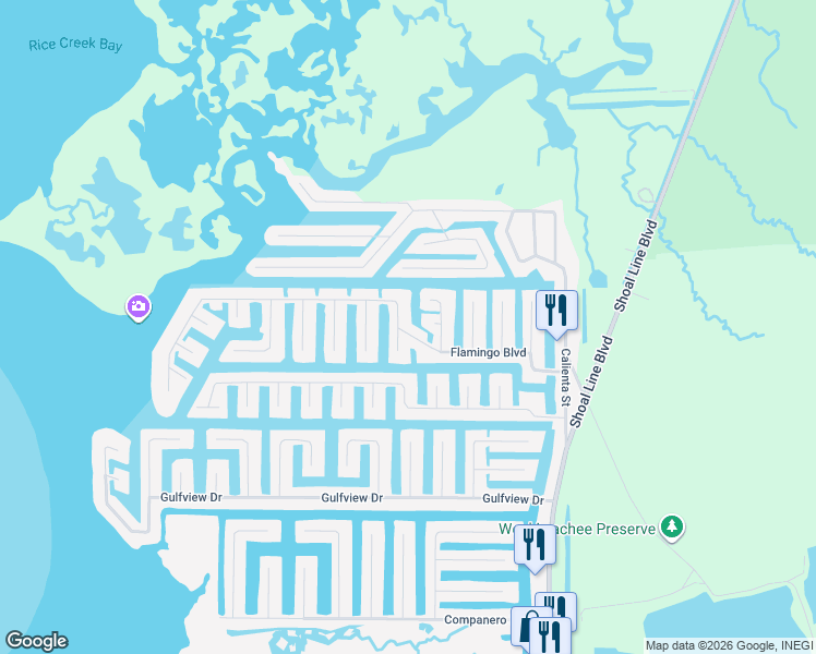 map of restaurants, bars, coffee shops, grocery stores, and more near 3591 Flamingo Boulevard in Spring Hill