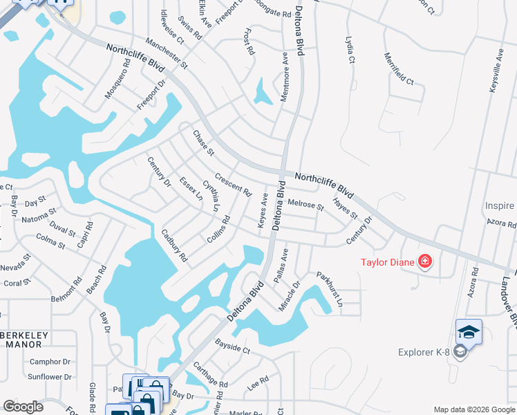 map of restaurants, bars, coffee shops, grocery stores, and more near 4447 Keyes Avenue in Spring Hill