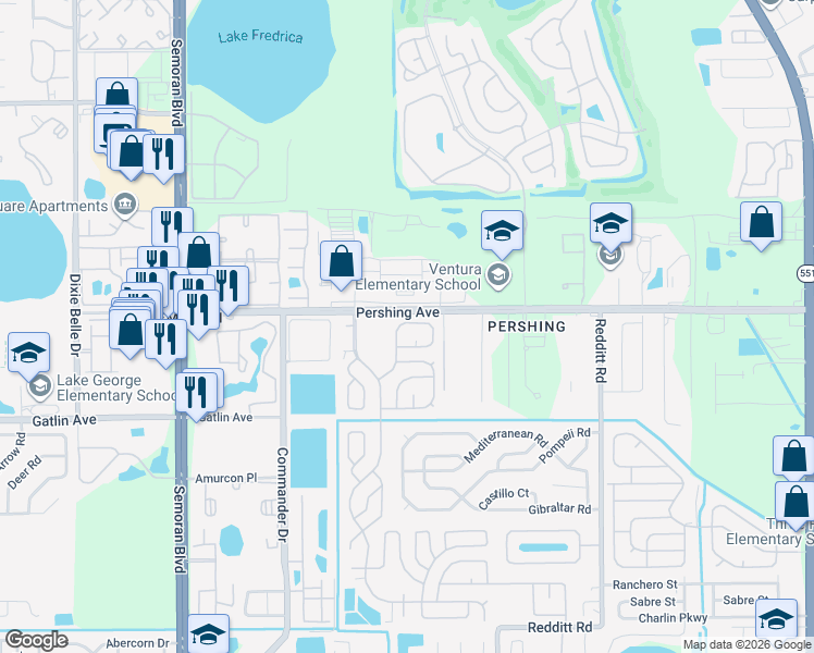 map of restaurants, bars, coffee shops, grocery stores, and more near 2739-2759 Ranch House Road in Orlando