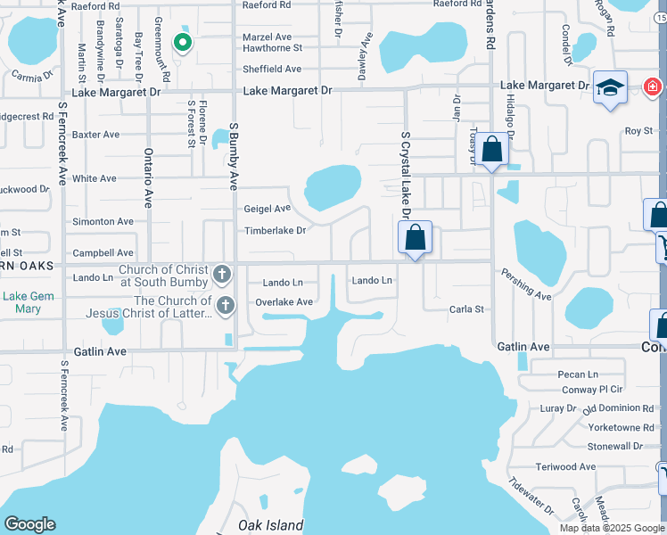 map of restaurants, bars, coffee shops, grocery stores, and more near 2720 East Pershing Avenue in Orlando