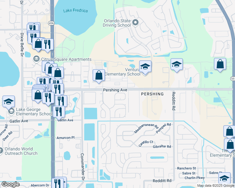 map of restaurants, bars, coffee shops, grocery stores, and more near 2739-2759 Ranch House Road in Orlando
