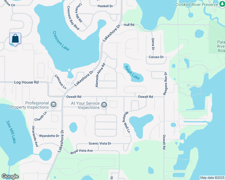 map of restaurants, bars, coffee shops, grocery stores, and more near 10337 Alameda Alma Road in Clermont