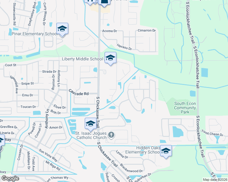 map of restaurants, bars, coffee shops, grocery stores, and more near 8626 Redskin Court in Orlando