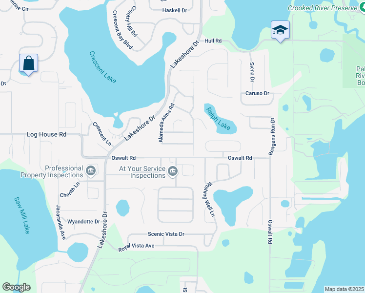 map of restaurants, bars, coffee shops, grocery stores, and more near 10337 Alameda Alma Road in Clermont