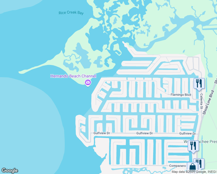 map of restaurants, bars, coffee shops, grocery stores, and more near 3207 Nassau Drive in Hernando Beach