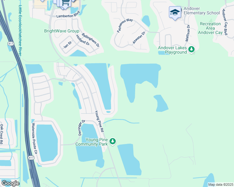 map of restaurants, bars, coffee shops, grocery stores, and more near 3766 Benson Park Boulevard in Orlando