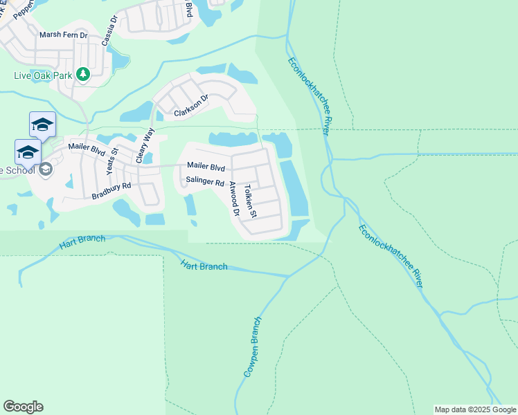 map of restaurants, bars, coffee shops, grocery stores, and more near 14710 Capote Lane in Orlando