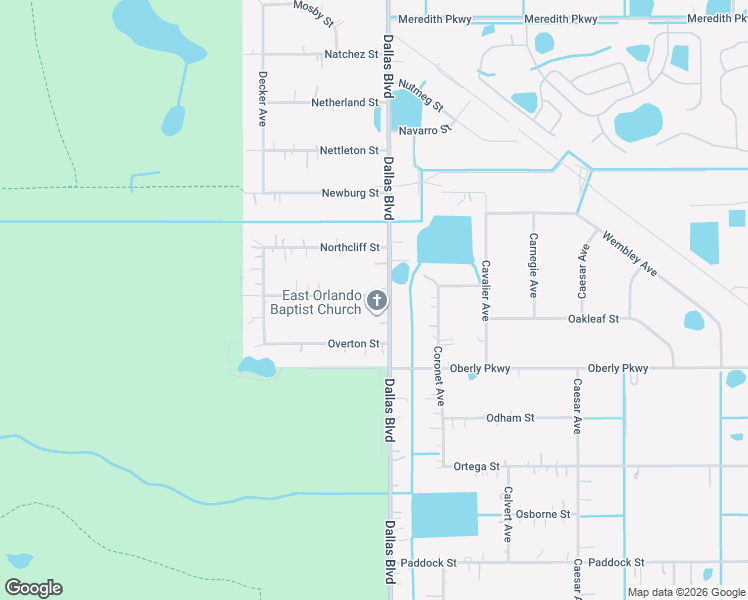 map of restaurants, bars, coffee shops, grocery stores, and more near 18914 Northrop Street in Orlando