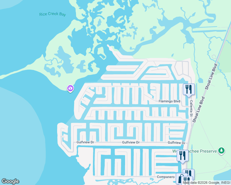 map of restaurants, bars, coffee shops, grocery stores, and more near 4491 Jacona Drive in Hernando Beach