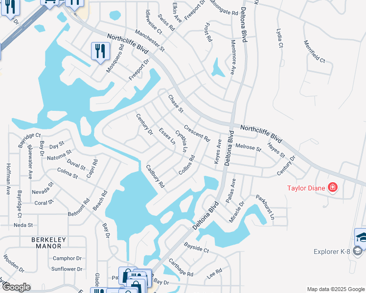map of restaurants, bars, coffee shops, grocery stores, and more near 4527 Cynthia Lane in Spring Hill