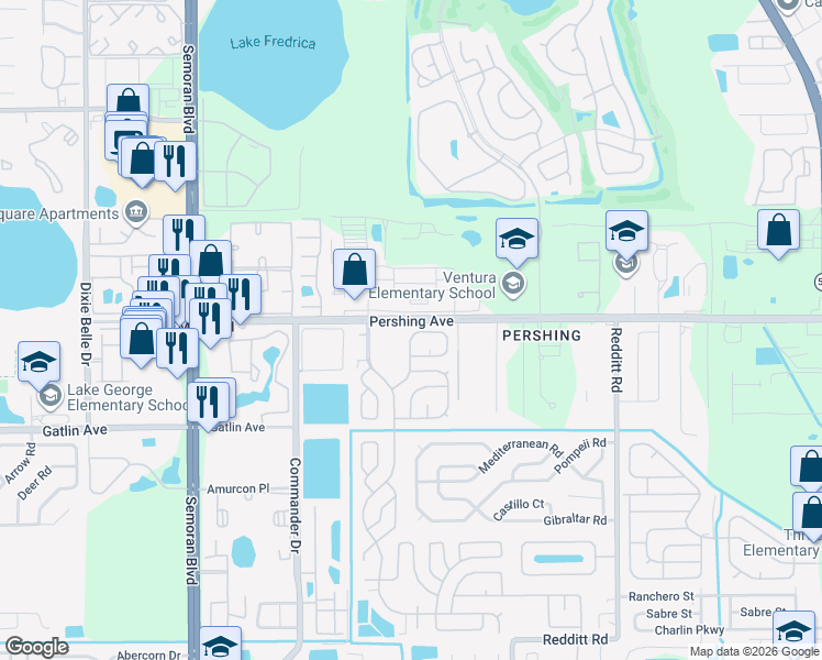 map of restaurants, bars, coffee shops, grocery stores, and more near 2739-2759 Ranch House Road in Orlando
