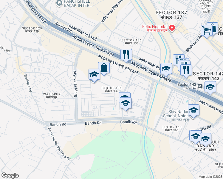map of restaurants, bars, coffee shops, grocery stores, and more near in Noida