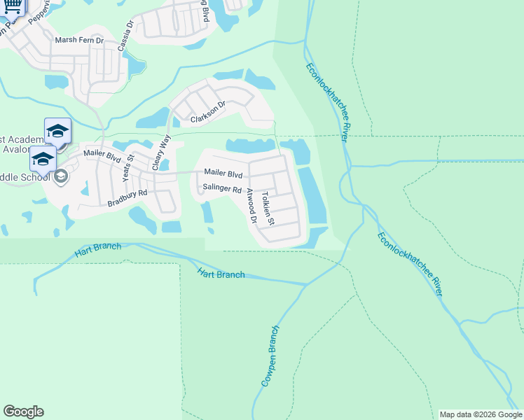 map of restaurants, bars, coffee shops, grocery stores, and more near 4346 Tolkien Street in Orlando