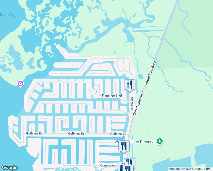 map of restaurants, bars, coffee shops, grocery stores, and more near 4476 Neptune Drive in Hernando Beach