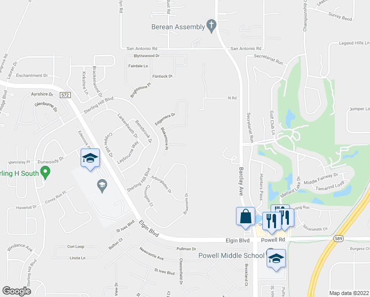 map of restaurants, bars, coffee shops, grocery stores, and more near 14646 Deacon Court in Spring Hill