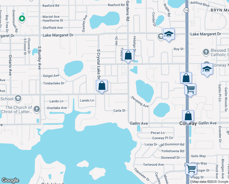 map of restaurants, bars, coffee shops, grocery stores, and more near 3312 Werber Street in Orlando