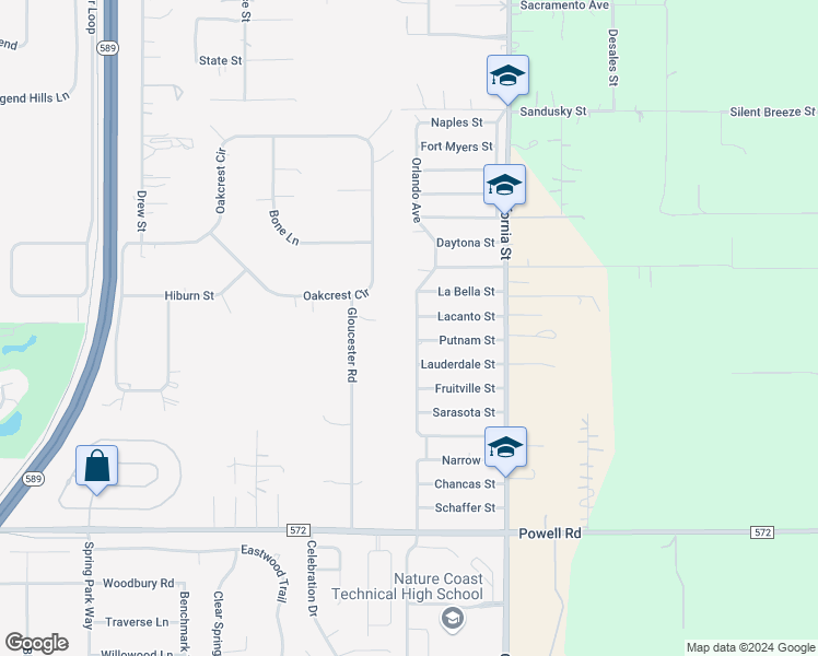 map of restaurants, bars, coffee shops, grocery stores, and more near 4423 Orlando Avenue in Brooksville