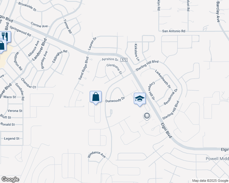 map of restaurants, bars, coffee shops, grocery stores, and more near 4460 Birchfield Loop in Spring Hill