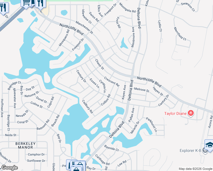 map of restaurants, bars, coffee shops, grocery stores, and more near 4527 Cynthia Lane in Spring Hill