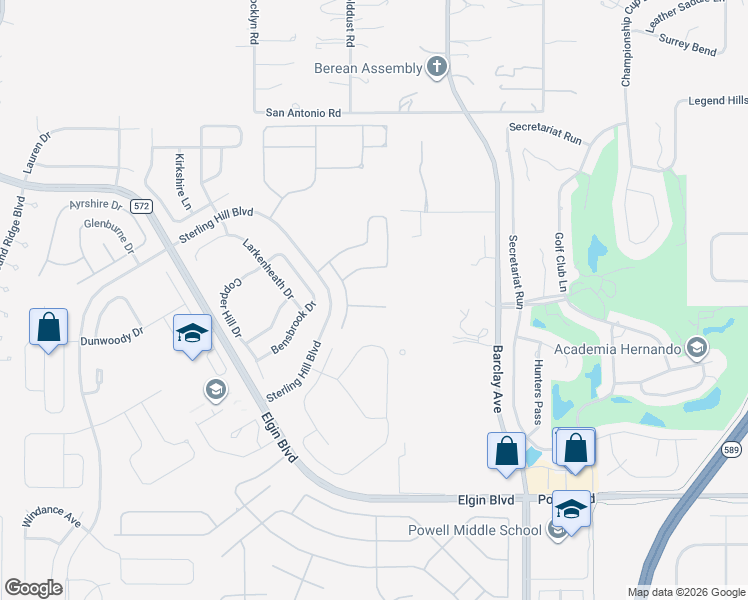 map of restaurants, bars, coffee shops, grocery stores, and more near 14619 Deacon Court in Spring Hill