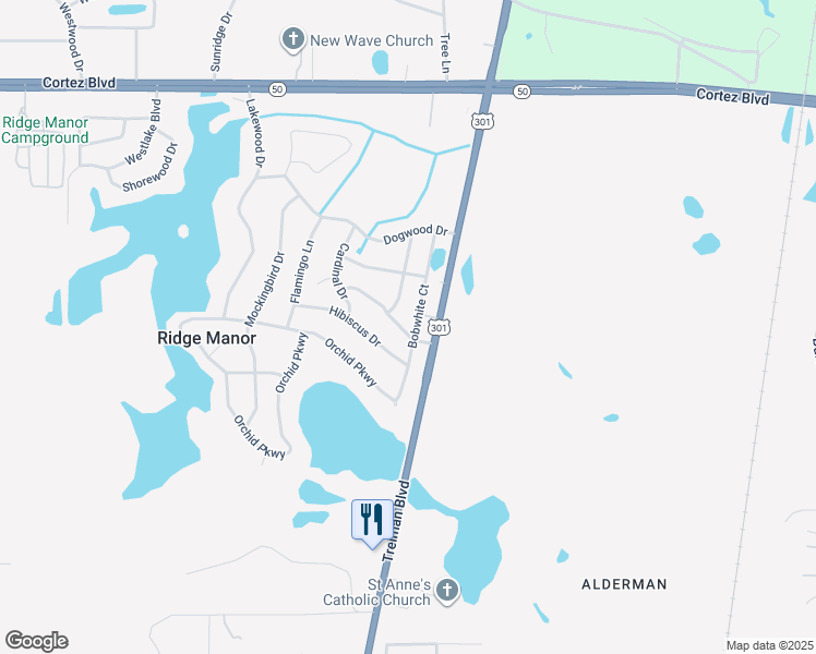 map of restaurants, bars, coffee shops, grocery stores, and more near 814 Bobwhite Court in Ridge Manor