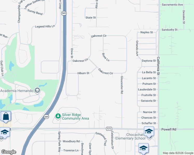 map of restaurants, bars, coffee shops, grocery stores, and more near 4444 Hansen Trail in Brooksville