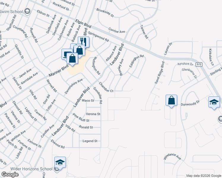 map of restaurants, bars, coffee shops, grocery stores, and more near 4560 Chamber Court in Spring Hill