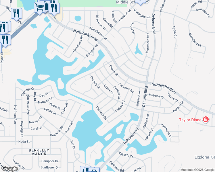 map of restaurants, bars, coffee shops, grocery stores, and more near 4578 Essex Lane in Spring Hill