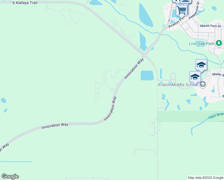 map of restaurants, bars, coffee shops, grocery stores, and more near 3200 Innovation Way in Orlando
