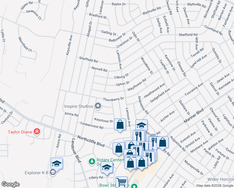 map of restaurants, bars, coffee shops, grocery stores, and more near 10490 Mayflower Road in Spring Hill