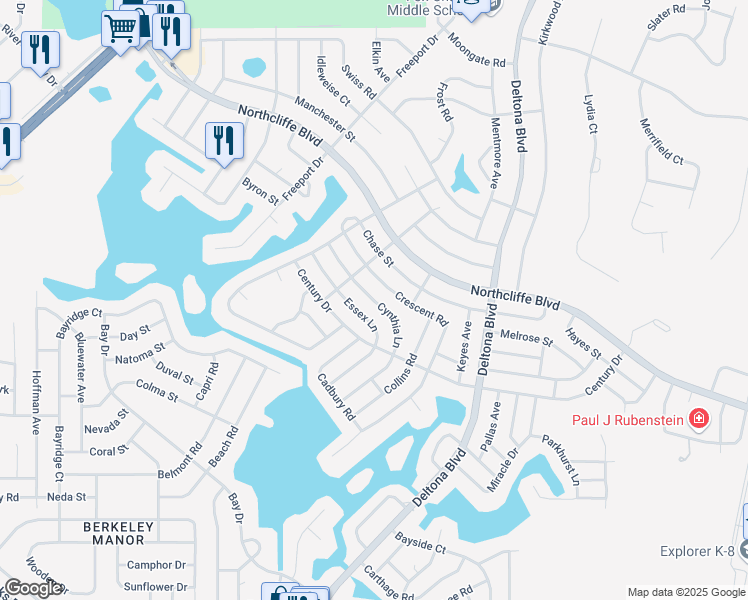 map of restaurants, bars, coffee shops, grocery stores, and more near 4591 Cynthia Lane in Spring Hill