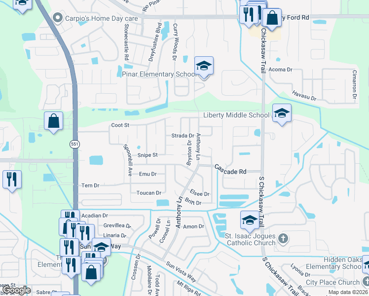 map of restaurants, bars, coffee shops, grocery stores, and more near 8034 Crandal Court in Orlando