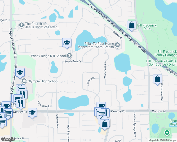 map of restaurants, bars, coffee shops, grocery stores, and more near 3727 Winding Lake Circle in Orlando