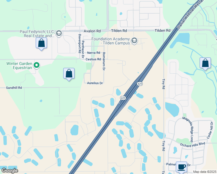map of restaurants, bars, coffee shops, grocery stores, and more near in Winter Garden