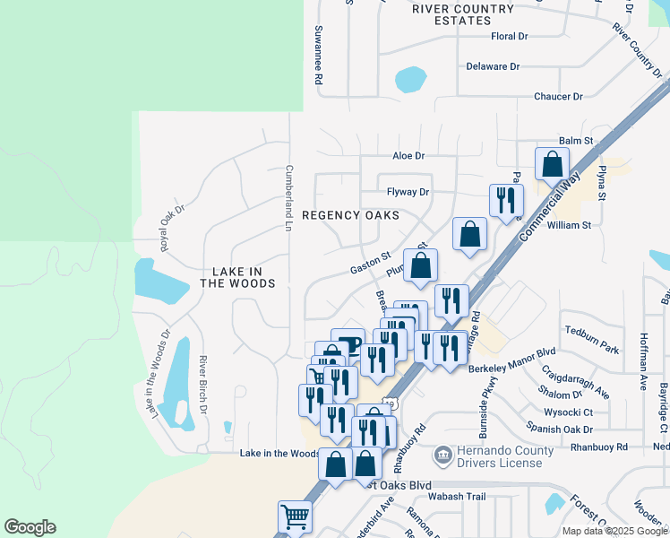 map of restaurants, bars, coffee shops, grocery stores, and more near 4415 Gaston Street in Spring Hill