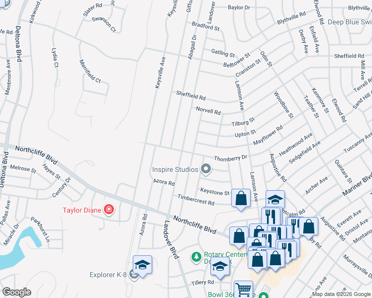 map of restaurants, bars, coffee shops, grocery stores, and more near 2361 Landover Boulevard in Spring Hill