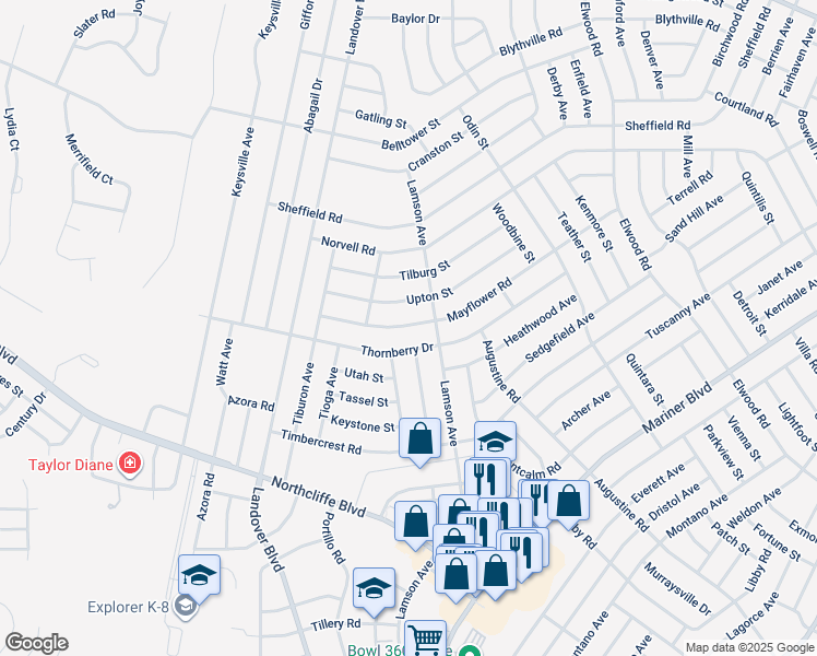 map of restaurants, bars, coffee shops, grocery stores, and more near 10490 Mayflower Road in Spring Hill
