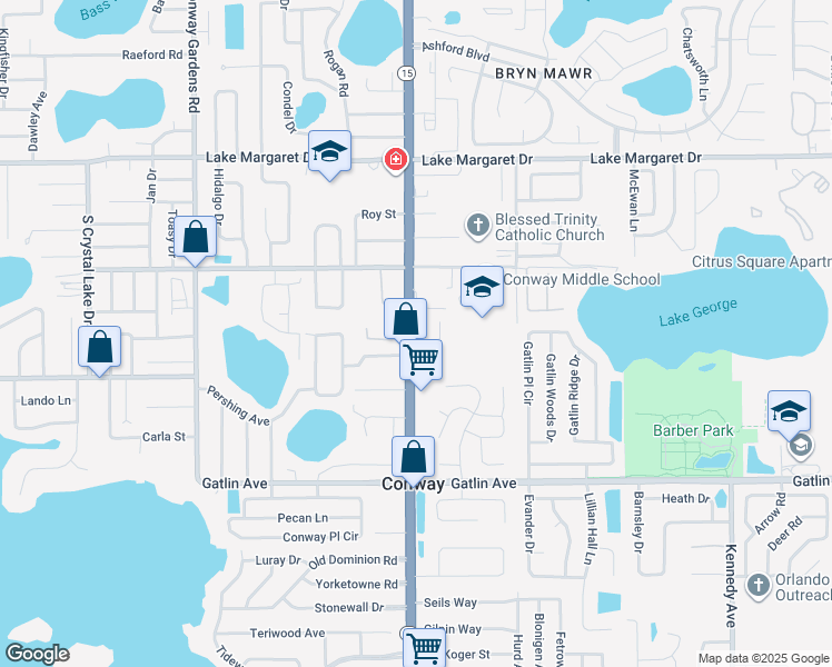 map of restaurants, bars, coffee shops, grocery stores, and more near 4413 Marilyn Avenue in Orlando