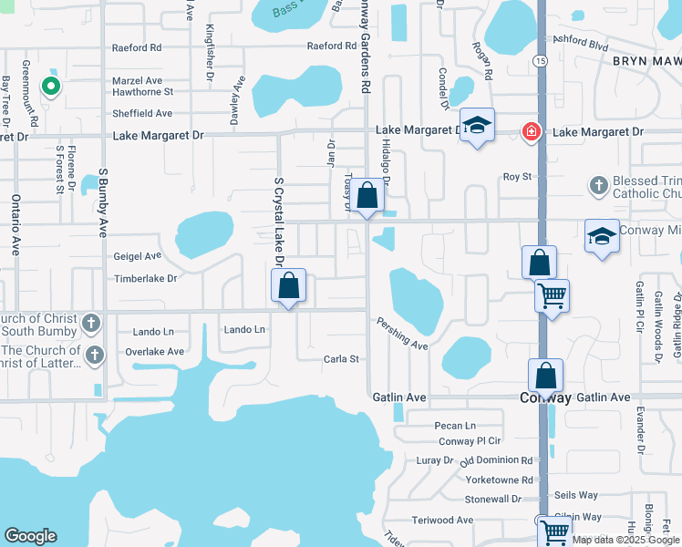 map of restaurants, bars, coffee shops, grocery stores, and more near 3403 Charow Lane in Orlando