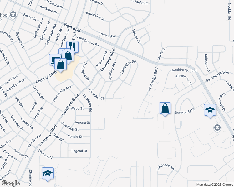 map of restaurants, bars, coffee shops, grocery stores, and more near 4459 Springwood Road in Spring Hill