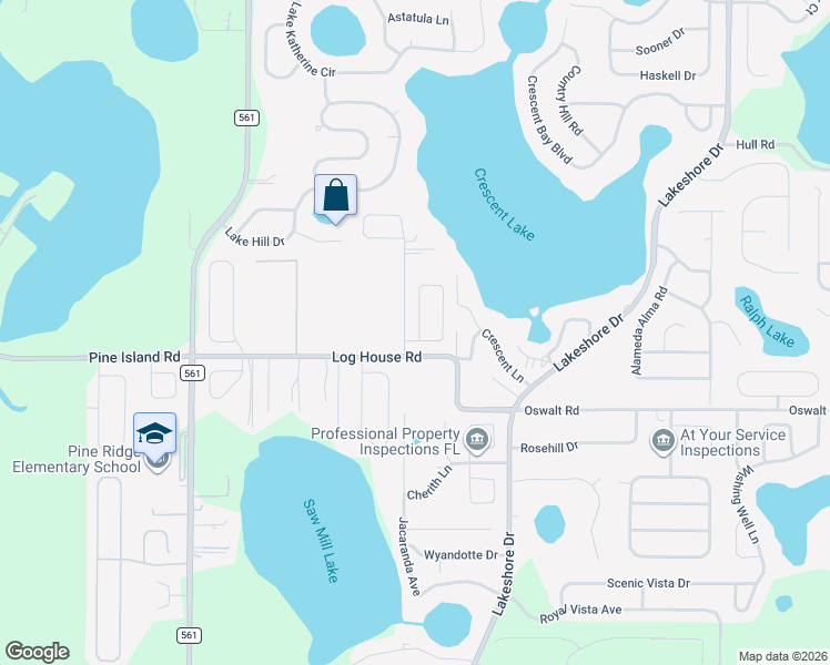 map of restaurants, bars, coffee shops, grocery stores, and more near 10946 Crescent Ridge Loop in Clermont