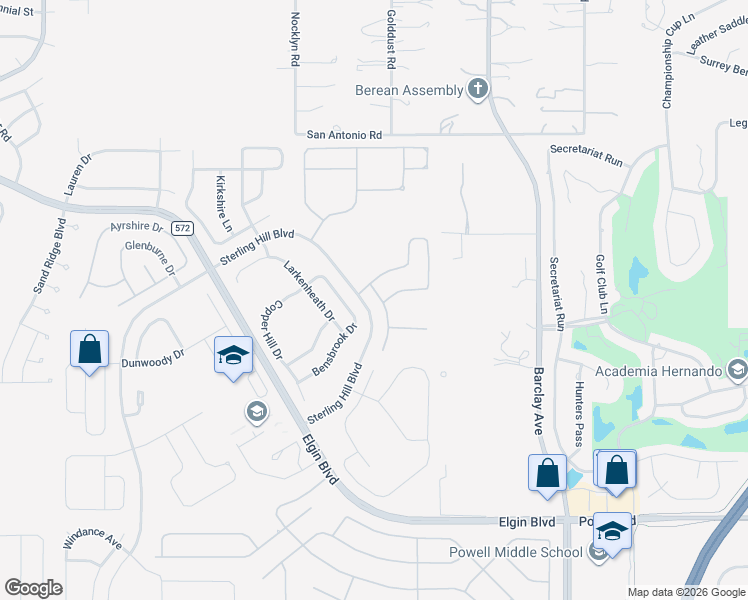 map of restaurants, bars, coffee shops, grocery stores, and more near 4301 Blakemore Place in Spring Hill